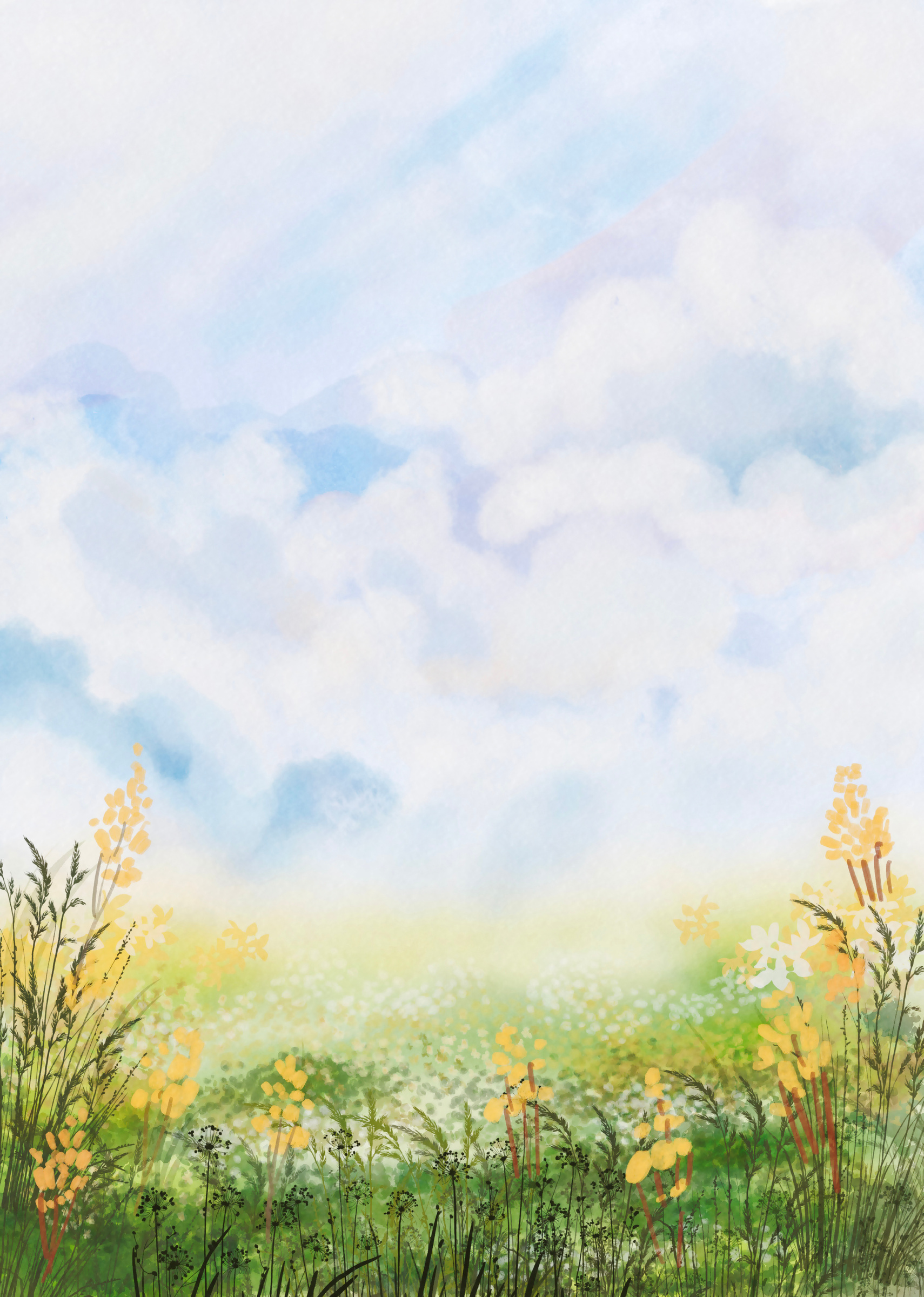 Watercolor Floral Field Background